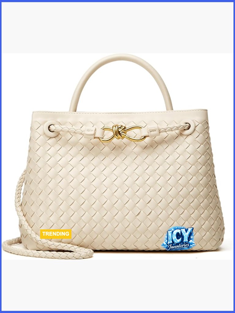 Vegan Leather Woven Tote Bag: Fashion Shoulder Handbag Travel Tote
